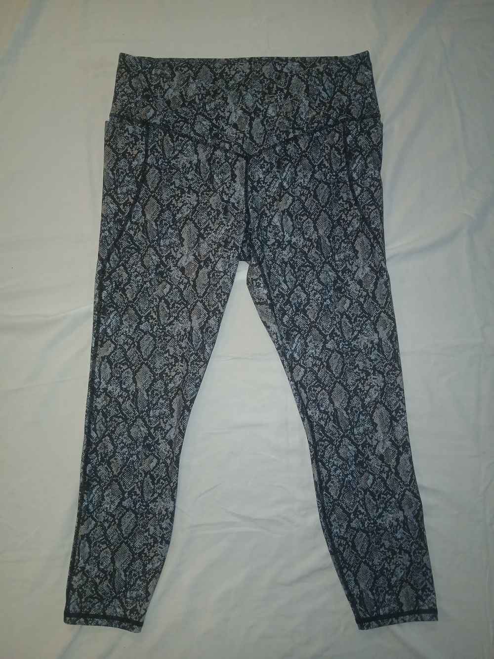 Fabletics PureLuxe Snake-Print Leggings in Black and Taupe
